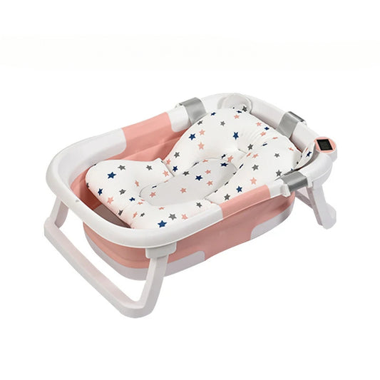 Real-time Temperature Silicone Baby Take A Bath Bathtub Non-Slip Foot Bath Bucket Folding Bathroom With Temperature Sensing
