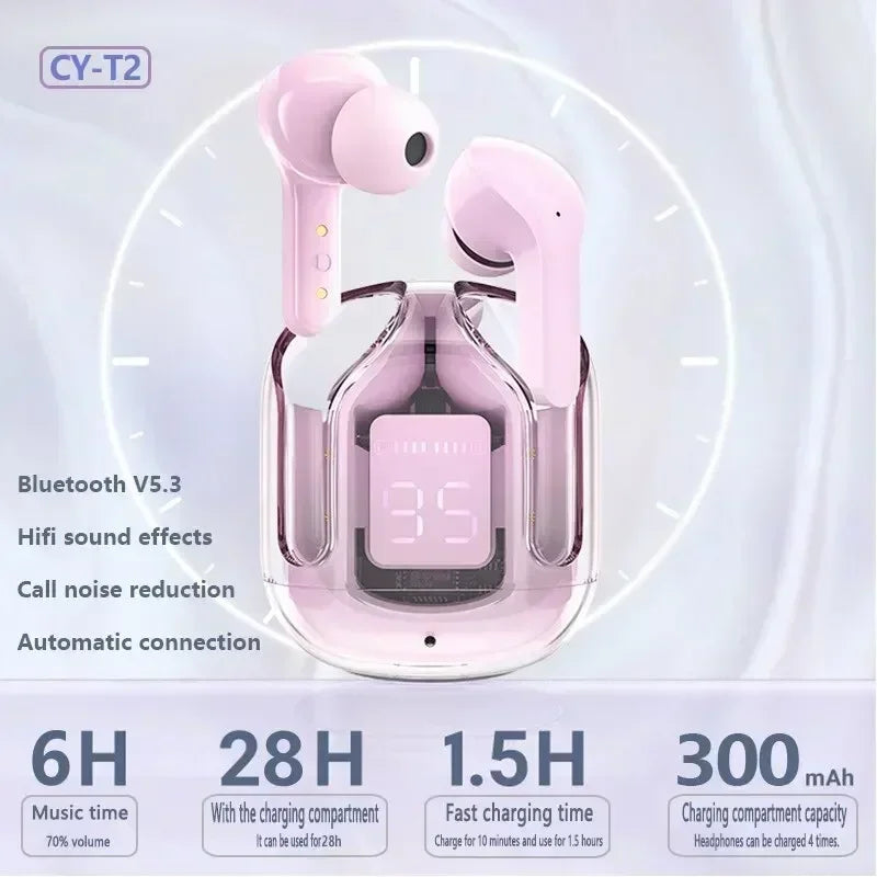 T2 TWS Headphones 5.3 Wireless Earphones Bluetooth Headset Noise Cancelling HD HiFi Stereo Earbuds For Huawei Xiaomi iPhone